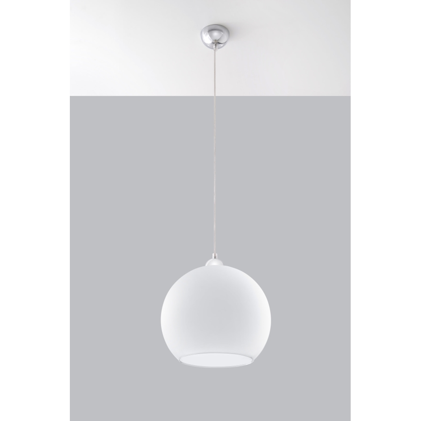 Suspension sur câble BALL 1xE27/15W/230V Ø 30 cm blanche