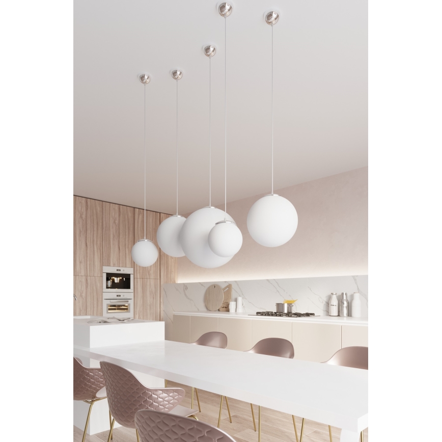 Suspension sur câble UGO 1xE27/15W/230V Ø 20 cm blanc/chrome brillant