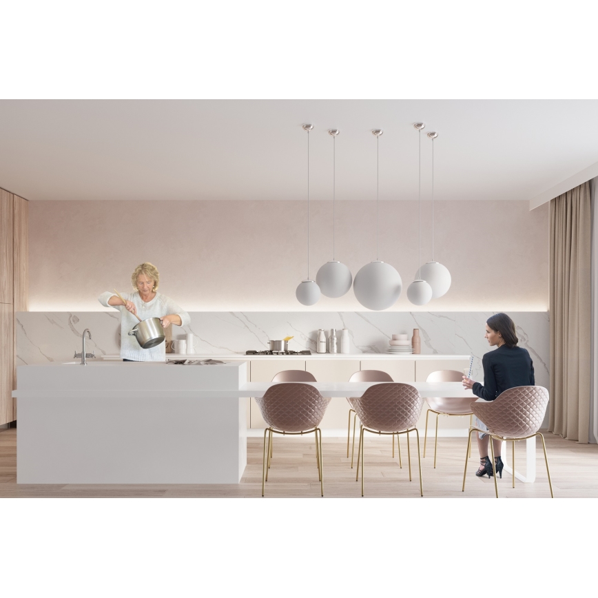 Suspension sur câble UGO 1xE27/15W/230V Ø 20 cm blanc/chrome brillant