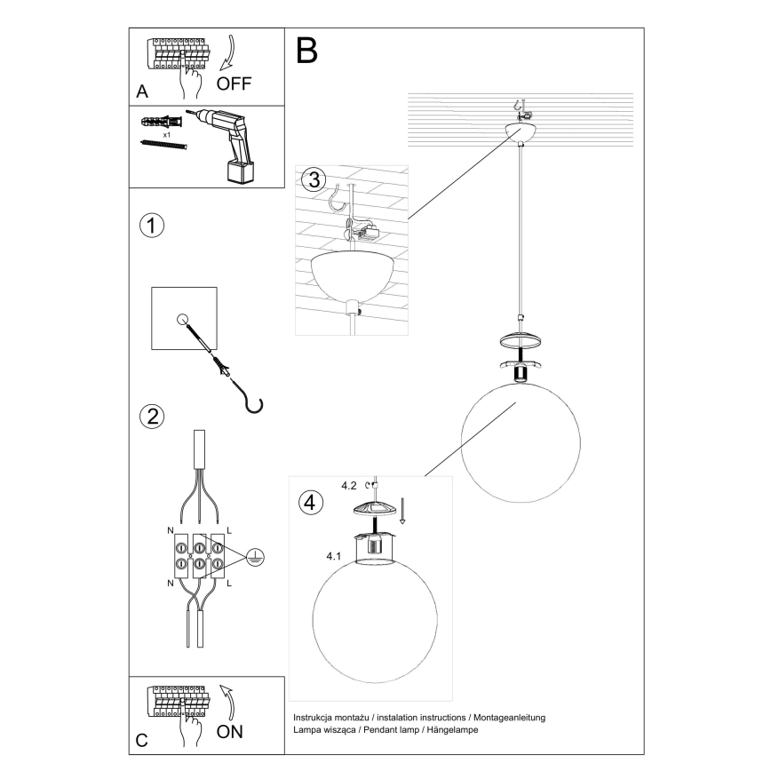 Suspension sur câble UGO 1xE27/15W/230V Ø 20 cm blanc/chrome brillant