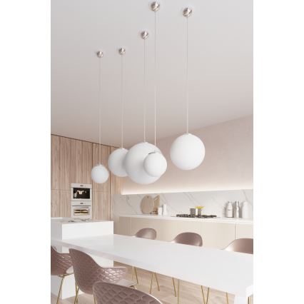 Suspension à câble UGO 1xE27/15W/230V Ø 30 cm blanc/chrome brillant