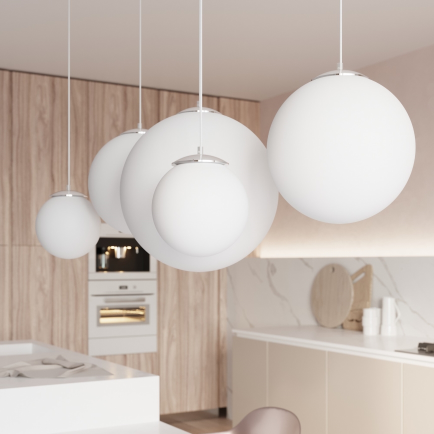 Suspension à câble UGO 1xE27/15W/230V Ø 30 cm blanc/chrome brillant