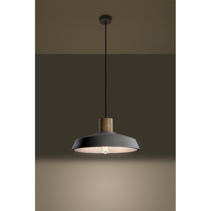 Suspension filaire AFRA 1xE27/60W/230V gris/hêtre