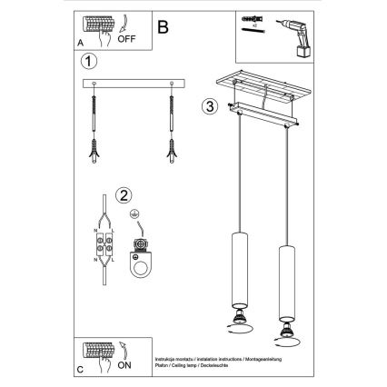 Suspension filaire LAGOS 2 2xGU10/10W/230V blanc