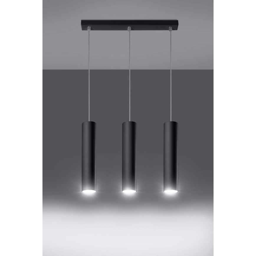 Suspension filaire LAGOS 3 3xGU10/10W/230V noir