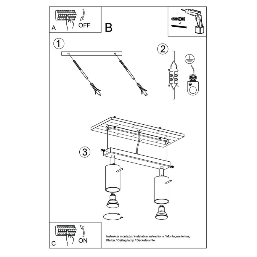 Spot de plafond RING 2xGU10/10W/230V