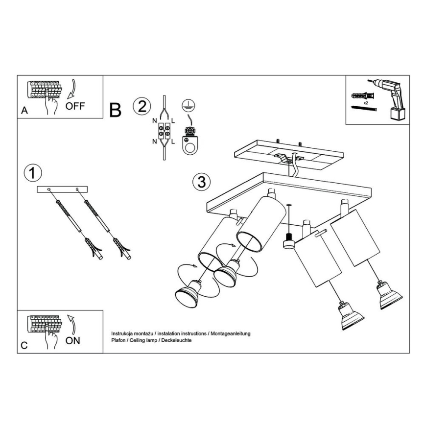 Spot de plafond RING 4xGU10/10W/230V