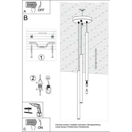 Suspension filaire PASTELO 3xG9/8W/230V noir