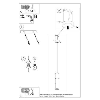 Suspension filaire PABLO 1xGU10/40W/230V noir/hêtre