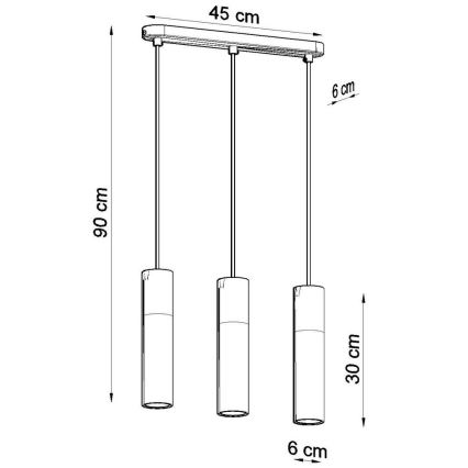 Suspension filaire PABLO 3xGU10/40W/230V noir/hêtre