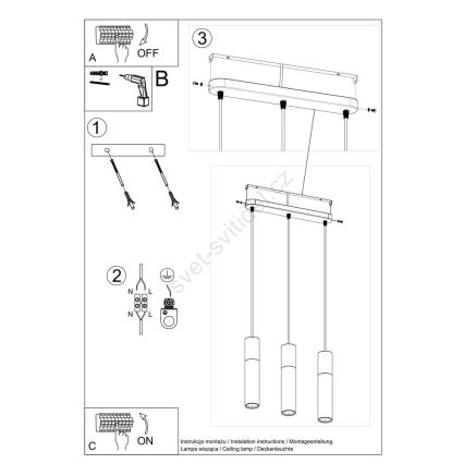 Suspension filaire BORGIO 3xGU10/40W/230V béton/métal blanc