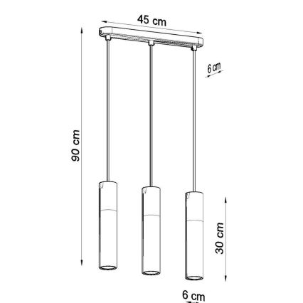 Suspension filaire BORGIO 3xGU10/40W/230V béton/métal noir