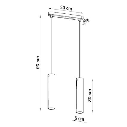 Suspension filaire LUVO 2xGU10/40W/230V béton/noir