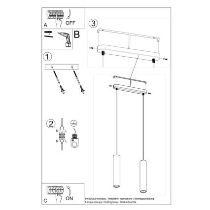 Suspension filaire LUVO 2xGU10/40W/230V béton/noir