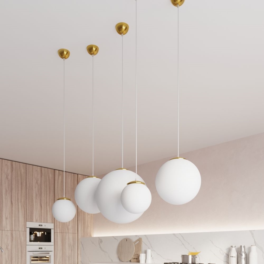 Suspension sur câble TOYA 1xE27/60W/230V Ø 20 cm blanc/doré