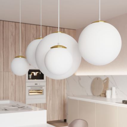 Suspension sur câble TOYA 1xE27/60W/230V Ø 20 cm blanc/doré