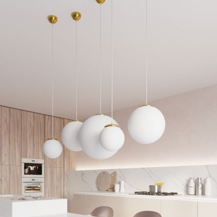 Suspension sur câble TOYA 1xE27/60W/230V Ø 30 cm blanc/doré