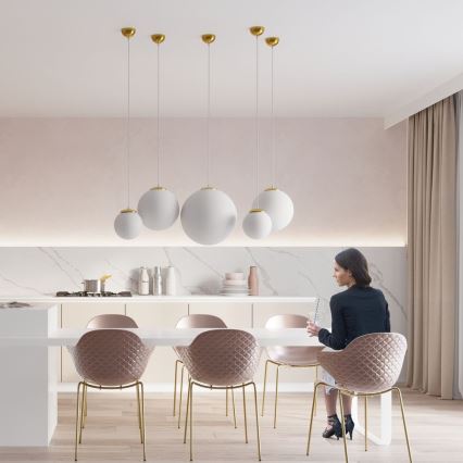 Suspension sur câble TOYA 1xE27/60W/230V Ø 30 cm blanc/doré