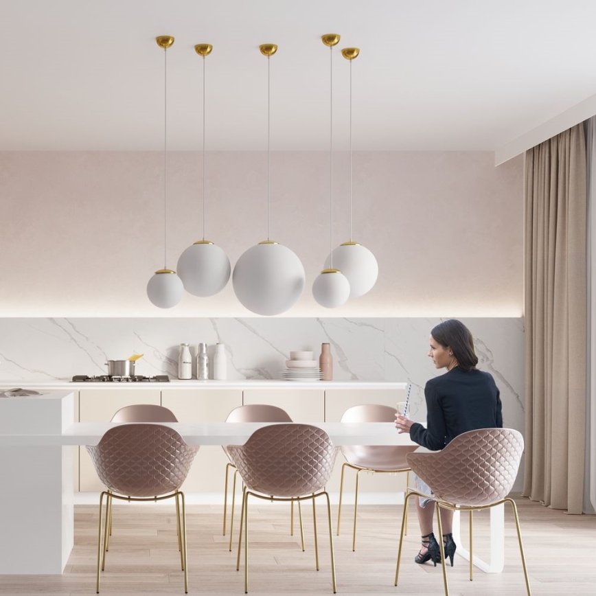 Suspension sur câble TOYA 1xE27/60W/230V Ø 30 cm blanc/doré