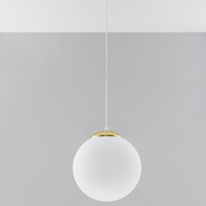 Suspension sur câble TOYA 1xE27/60W/230V Ø 30 cm blanc/doré