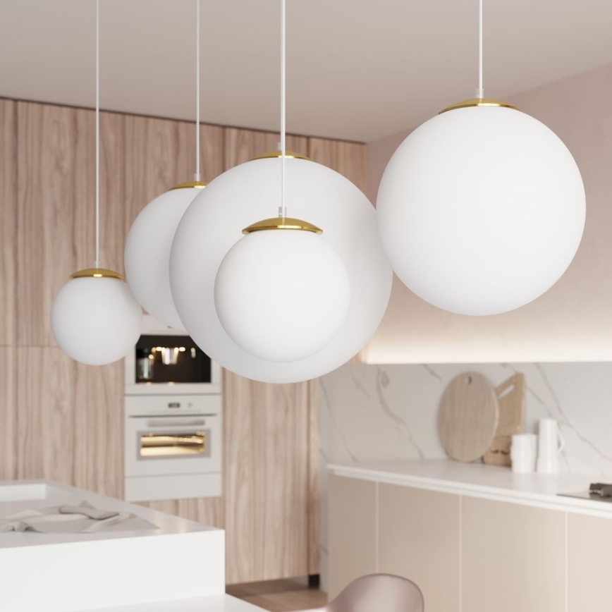 Suspension sur câble TOYA 1xE27/60W/230V Ø 40 cm blanc/doré
