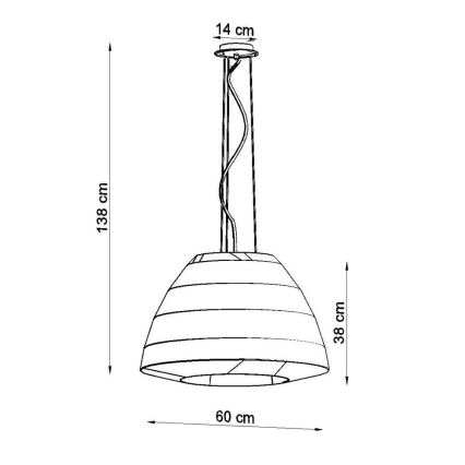 Suspension filaire BELLA 3xE27/60W/230V d. 60 cm blanche