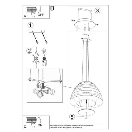 Suspension filaire BELLA 3xE27/60W/230V d. 60 cm blanche