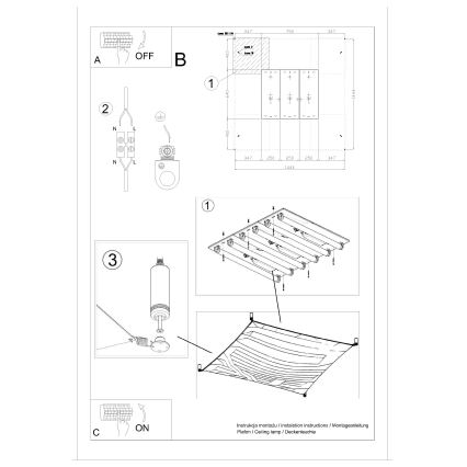 Plafonnier LED LUNA 6xG13/8,5W/230V 14x14 cm blanc