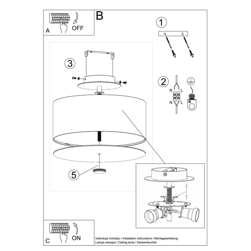 Plafonnier SKALA 3xE27/60W/230V d. 30 cm blanc