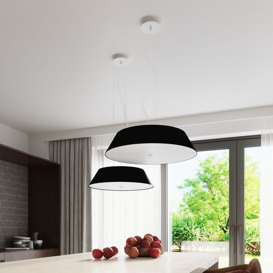 Suspension filaire VEGA 5xE27/60W/230V d. 60 cm noire