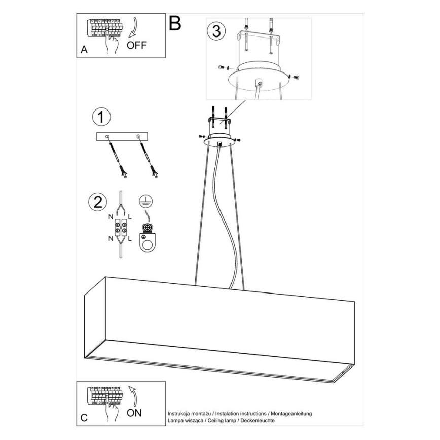 Suspension filaire SANTA 5xE27/60W/230V 120 cm blanche