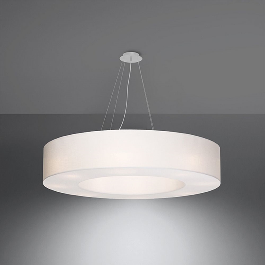 Suspension filaire SATURNO 8xE27/60W/230V d. 90 cm blanche