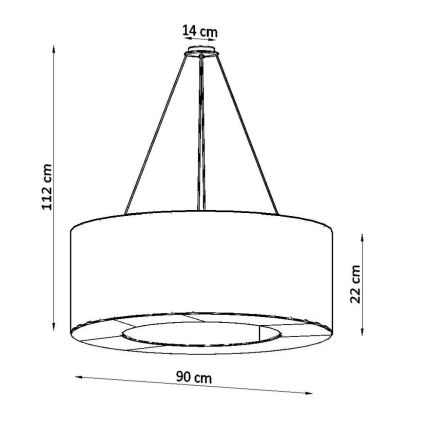 Suspension filaire SATURNO 8xE27/60W/230V d. 90 cm noire