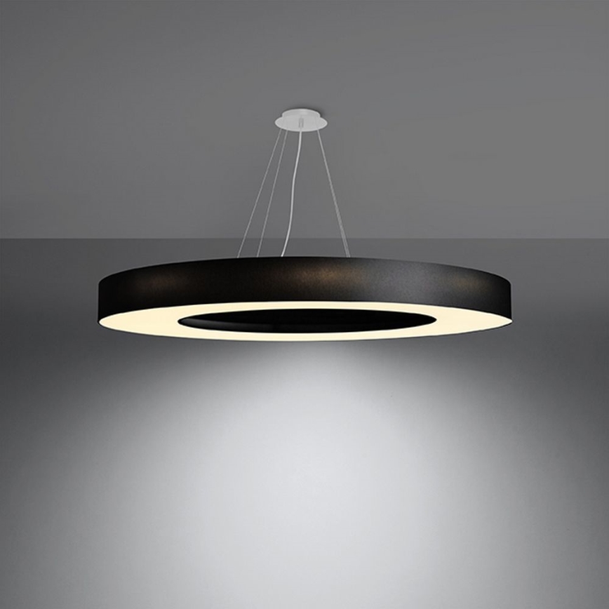 Suspension filaire SATURNO SLIM 8xE27/60W/230V d. 90 cm noire