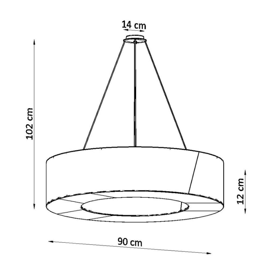 Suspension filaire SATURNO SLIM 8xE27/60W/230V d. 90 cm noire