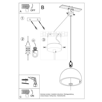 Suspension filaire PABLITO 1xE27/60W/230V béton