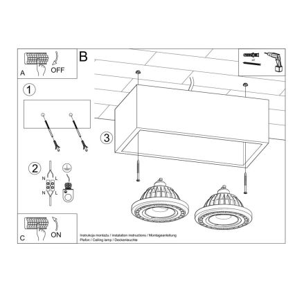 Plafonnier QUATRO AR111 2xGU10/40W/230V hêtre