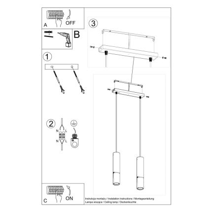 Suspension filaire LOOPEZ 2xGU10/40W/230V noire/chrome