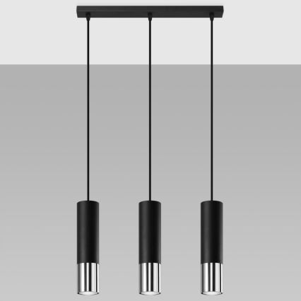 Suspension filaire LOOPEZ 3xGU10/10W/230V noir/chrome brillant