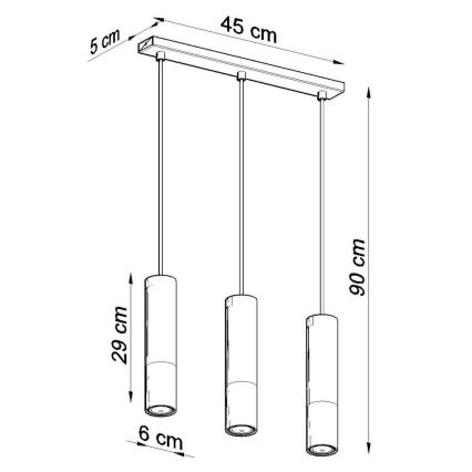 Suspension filaire LOOPEZ 3xGU10/10W/230V noir/chrome