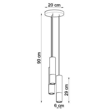 Suspension filaire LOOPEZ 3xGU10/10W/230V arrondi noir/chrome brillant