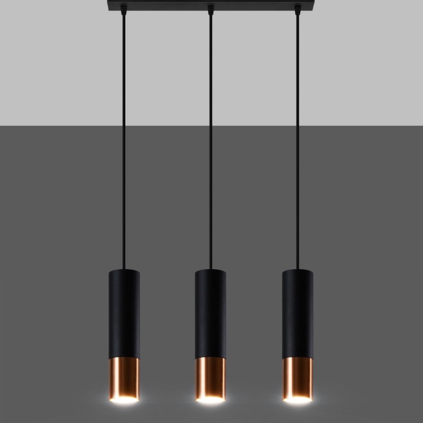 Suspension filaire LOOPEZ 3xGU10/10W/230V noir/cuivre