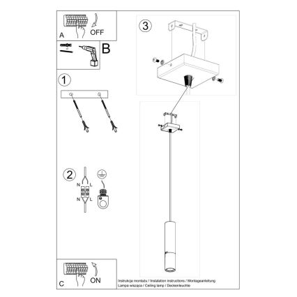 Suspension filaire LOOPEZ 1xGU10/40W/230V noire/dorée