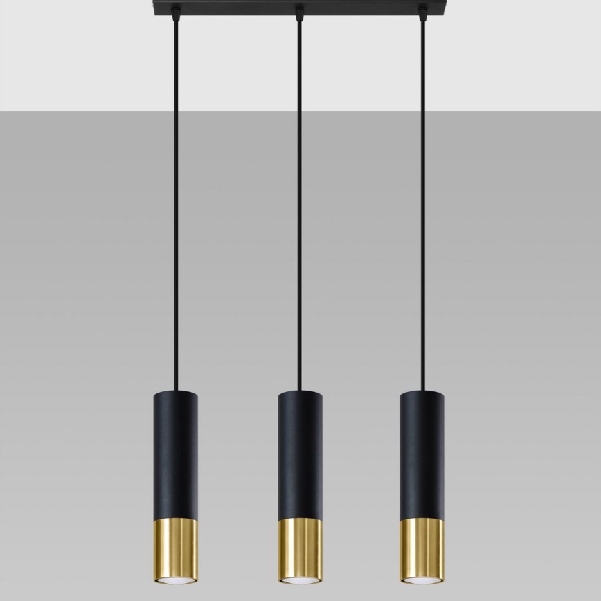 Suspension filaire LOOPEZ 3xGU10/10W/230V noir/doré
