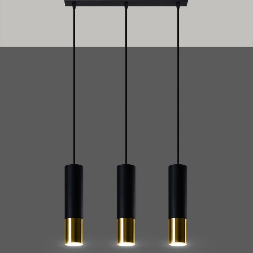 Suspension filaire LOOPEZ 3xGU10/10W/230V noir/doré