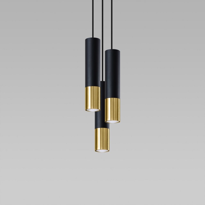 Suspension filaire LOOPEZ 3xGU10/10W/230V arrondi noir/doré
