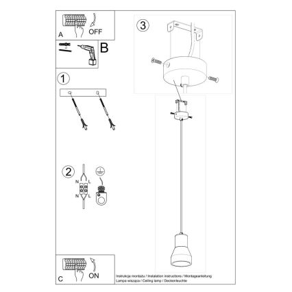 Suspension filaire QUBIC 1xE27/60W/230V béton/Bouleau/hêtre/noir