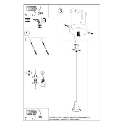 Suspension filaire TALEJA 1xE27/60W/230V noir