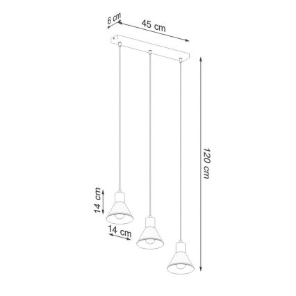 Suspension filaire TALEJA 3xE27/60W/230V noir