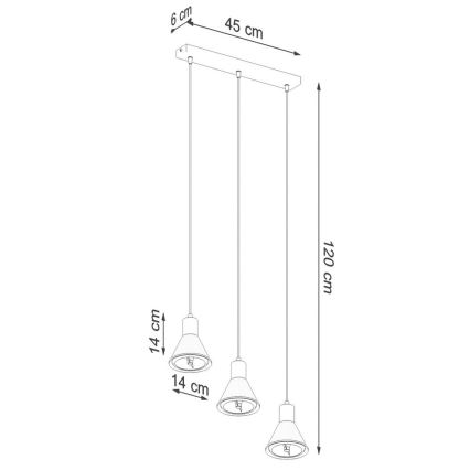 Suspension filaire TAZILA 3xES111/60W/230V blanc